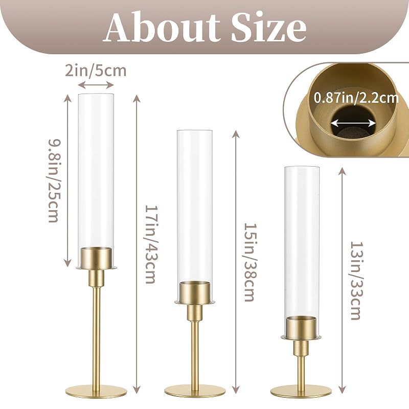 Sziqiqi Hurricane Candle Holders – Gold Tiered 3-Piece Set, Variation 6