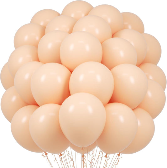 Voircoloria Pastel Orange Balloons - 12-Inch Peach Latex | 66-Pack for Birthday & Wedding Decor