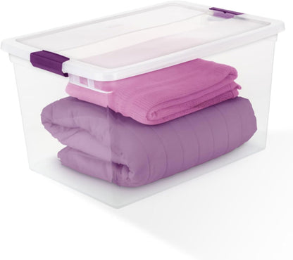 Sterilite 66 Quart ClearView Latch Box - Stackable Organizer Bins for Home Storage | 6 Pack