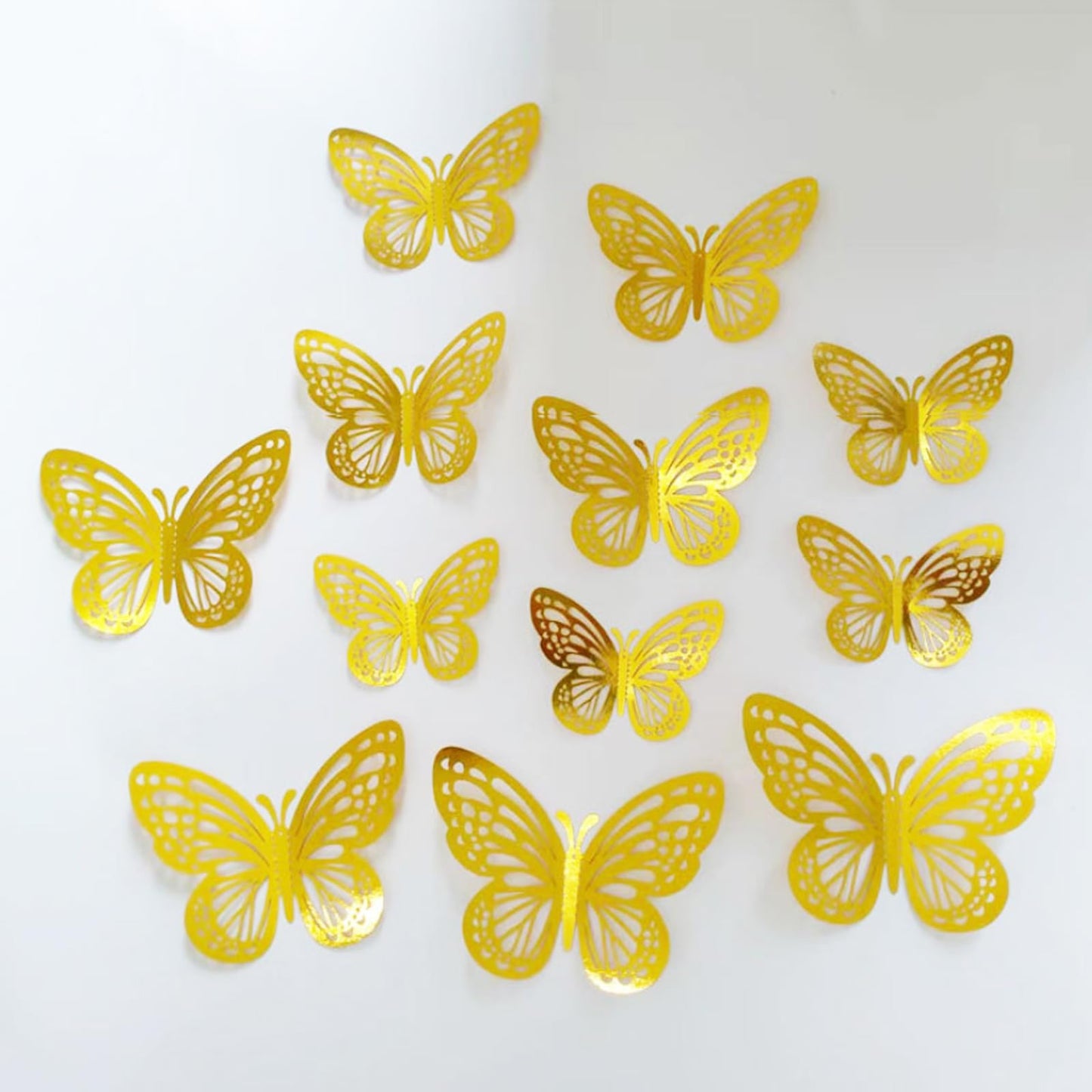 Pymin Butterfly Wall Decor 12 PCS, 3D Butterflies Stickers for Party Decorations with Magnets (Gold, 12)