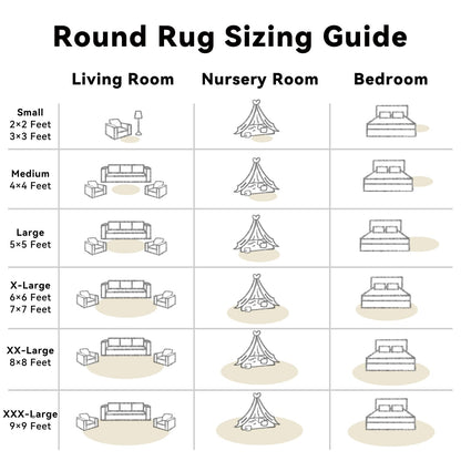 OLANLY Ivory Round Rugs for Bedroom - Machine Washable, 7 ft Circle Area Rugs for Living Room, Soft and Fluffy Shaggy Carpet for Teen Girls and Boys, Nursery Rooms, Dorms, Home Decor Aesthetic