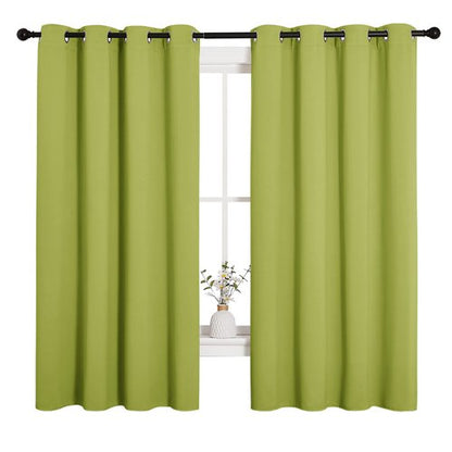 NICETOWN Blackout Curtain Panels for Loft Window, Thermal Insulated Solid Grommet Top Blackout Draperies/Drapes for Window (1 Pair, 55 x 68 inches in Fresh Green)