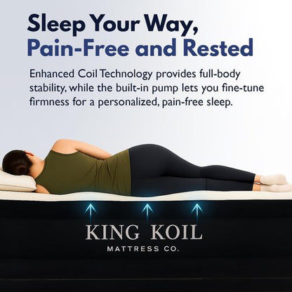 King Koil Luxury Air Mattress - California King Size with Built-in Pump | Waterproof & Adjustable, 20" Double High, Perfect for Home & Camping
