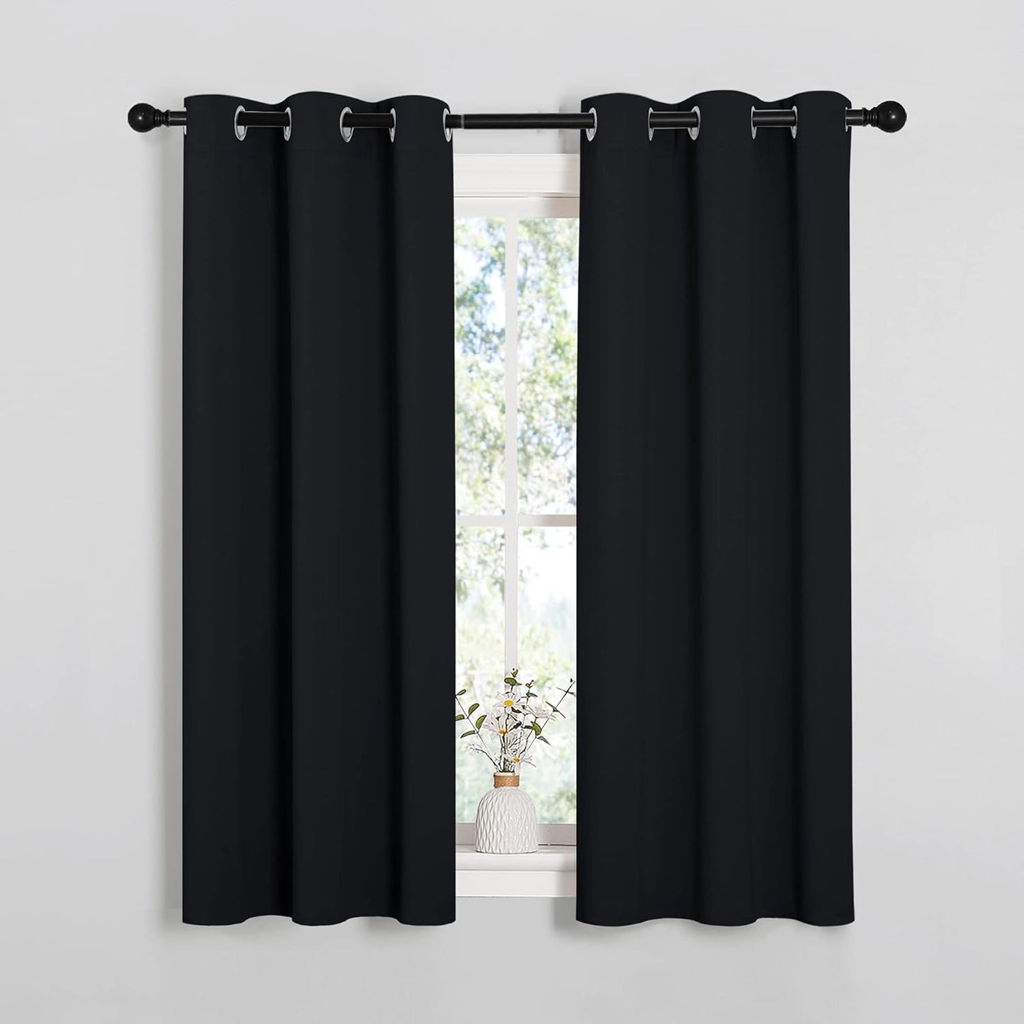 NICETOWN Blackout Curtains - Thermal Insulated Grommet Drapes for Autumn/Winter | Set of 2, 34" x 54", Black