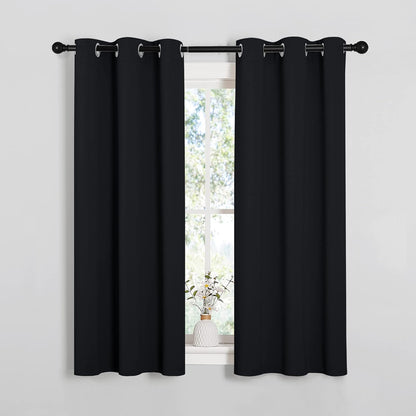 NICETOWN Blackout Curtains - Thermal Insulated Grommet Drapes for Autumn/Winter | Set of 2, 34" x 54", Black