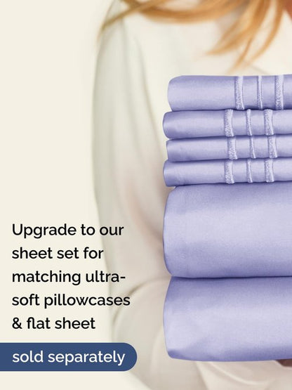 Extra Deep Split King Fitted Sheet - Hotel Luxury Single Fitted Sheet Only - Easily Fits 18 inch to 24 inch Mattress - Ultra Soft, Wrinkle Free with Extra Deep Pockets - Breathable & Comfy - Lavender