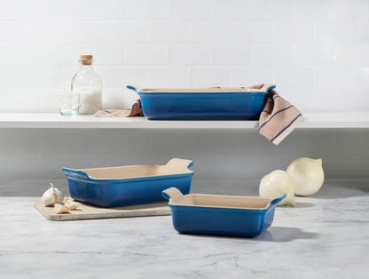 Le Creuset Stoneware Heritage Set - 3 Rectangular Dishes in Peach | Durable & Stylish Cookware
