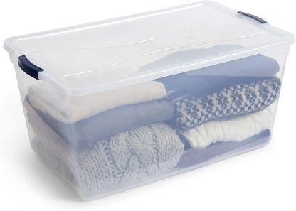 Rubbermaid Cleverstore 95 Qt Clear Storage Bins - Stackable, BPA-Free, 4-Pack | Made in USA