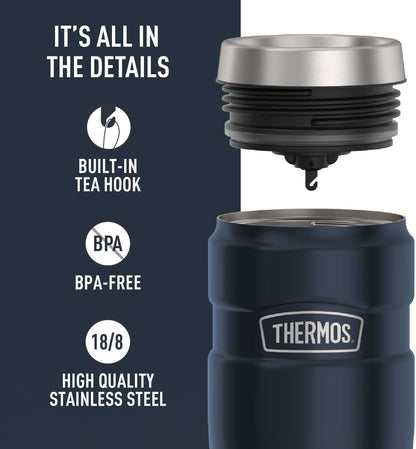 THERMOS Stainless King Vacuum-Insulated Tumbler - 16oz Midnight Blue | Leak-Proof Coffee Cup for Hot & Cold Drinks