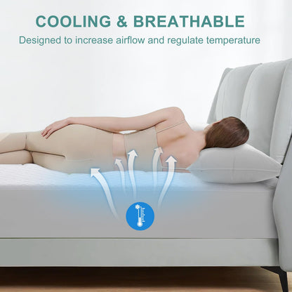 MERITLIFE Premium Waterproof King Size Mattress Protector Cooling 4D King Mattress Cover Breathable Deep Pocket Mattress Pad Machine Washable Noiseless Quiet (White,King 78"x80")