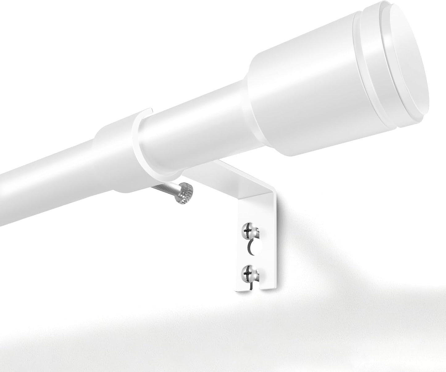 Skiennix Adjustable 5/8” Diameter Curtain Rods - 30-120 Inch for Windows | White with Brackets