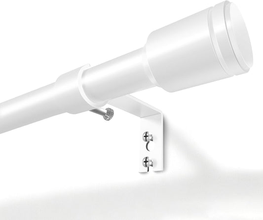 Skiennix Adjustable 5/8” Diameter Curtain Rods - 30-120 Inch for Windows | White with Brackets