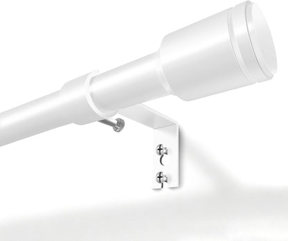 Skiennix Adjustable Curtain Rods - 5/8” Diameter, 30-60 Inch for Windows | White with Brackets