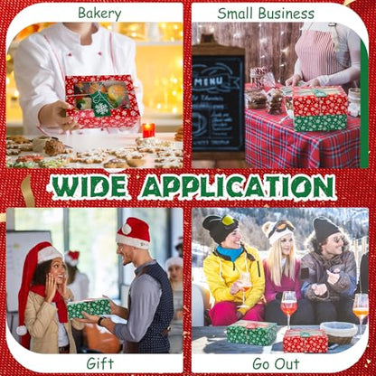 Glenmal 24 Pack Christmas Cookie Boxes with Window Snowflake Pattern 9x6x3 Inches - Holiday Gift Packaging