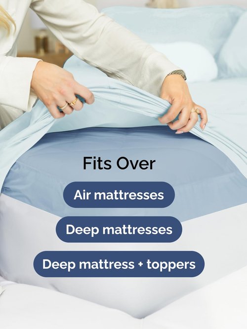 Extra Deep Queen Fitted Sheet - Hotel Luxury Single Fitted Sheet Only - Easily Fits 18 inch to 24 inch Mattress - Ultra Soft, Wrinkle & Fade Free w/Extra Deep Pockets - Breathable & Comfy - Ice Blue