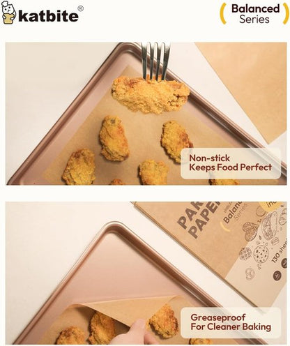 Katbite Parchment Paper Sheets - 130 Pcs Unbleached Non-Stick Baking Paper, 9x13 Inches for Air Frying & Cooking