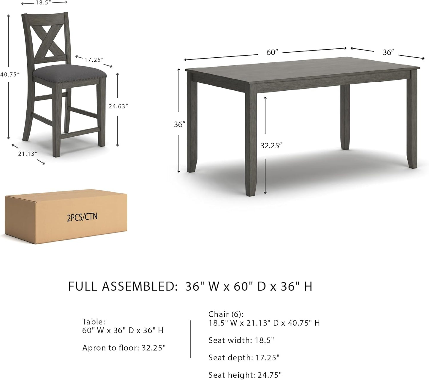 Signature Design by Ashley Caitbrook Casual Dining Table & Upholstered Bar Stools Set - 7 Pieces in Gray