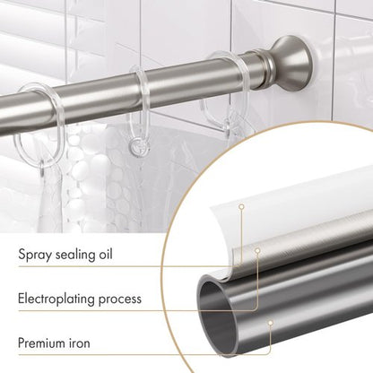 Amazer Spring Tension Shower Curtain Rod, 54-90 Inches Rust-Resistance Tension Curtain Rod Bathroom Rod, Adjustable Shower Curtain Rod No Drill, Nickel