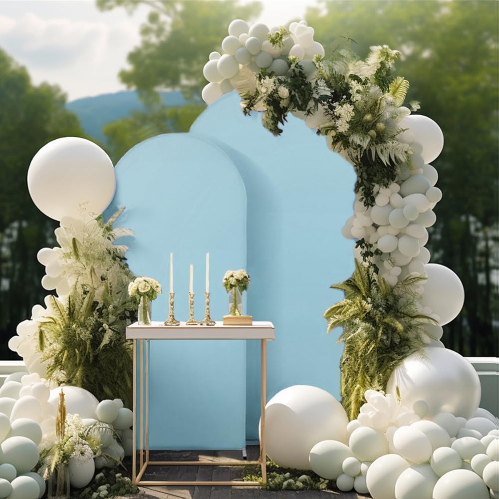 Skiennix 7.2 FT Light Blue Arch Backdrop Cover - Fitted Spandex for Weddings & Events