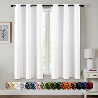 MIULEE Pure White Room Darkening Curtains - Thermal Insulated Grommet Drapes | 40 x 45 Inches, 2 Panels