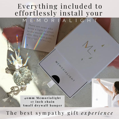 Memorialight Crystal Ornament | 40mm Rainbow Maker - Unique Grief Gift for Loved Ones & Sympathy
