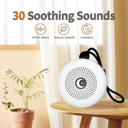 Sleepbox Sound Machine - Portable Noise Maker with 30 Soothing Sounds & Rechargeable Battery | Ideal for Sleep, Travel, Relaxation (White)