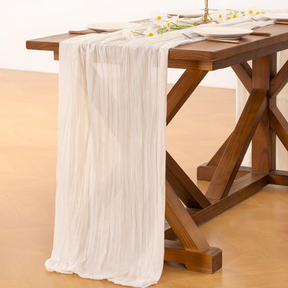 Socomi Ivory White Cheesecloth Table Runner - 15pcs Rustic Boho 120 Inch for Weddings & Events
