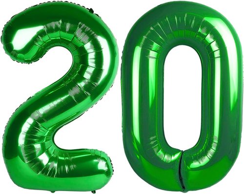 Green Number 20 Balloon - 40 Inch Birthday Decoration for 20th Birthday Parties | St. Patrick's Day Theme