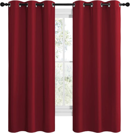NICETOWN Burgundy Red Kitchen Blackout Curtain Panels - Thermal Insulated Grommet Drapes (2 Panels, W42 x L68)