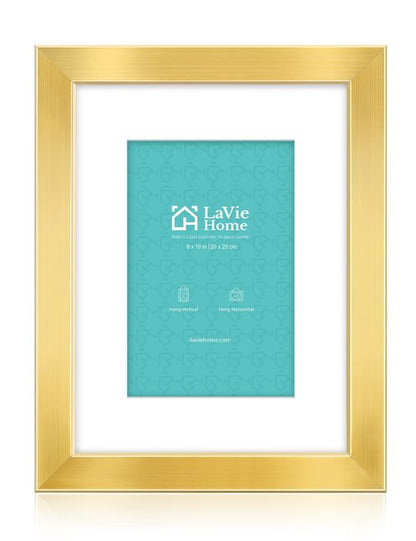 LaVie Home 8x10 Picture Frame Gold, 8 x 10 Frame with High Definition Plexiglass, Horizontal or Vertical Wall Wood Gallery Picture Frames Suitable for Picture Display, 1pc