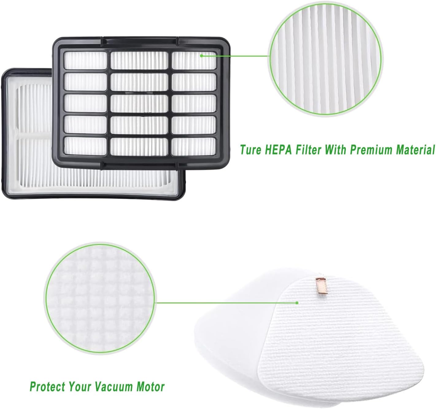 Shark Filter Replacement Parts - HEPA & Foam Filters for Navigator Lift-Away Vacuums | 2 HEPA + 4 Foam & Felt Filters