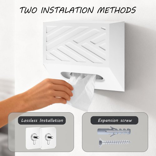 Hand Towels Box Cover, Modern Hand Towel Holder Compatible with Kleenex Disposable Paper Hand Towels, Wood Wall-Mounted Tissue Box Cover/Holder for Dining, Kitchen, Bathroom, Lossless Installation