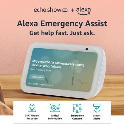 Amazon Echo Show 5 - Smart Display with Alexa - Enhanced Bass & Clarity - Glacier White