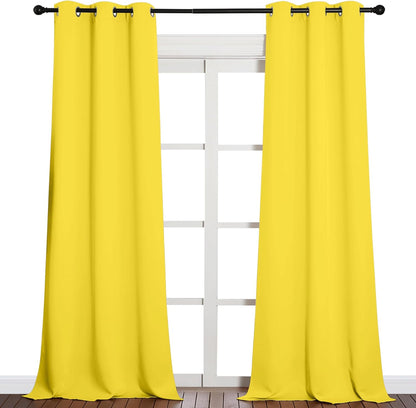 NICETOWN Patio Glass Door Curtains - Bright Yellow Privacy Panel Drapes | 42" x 95" (1 Pair)