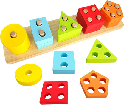Regine Switzerland Cognitive Training Games - Wooden Puzzles for Seniors | Geometric Colors & Numbers