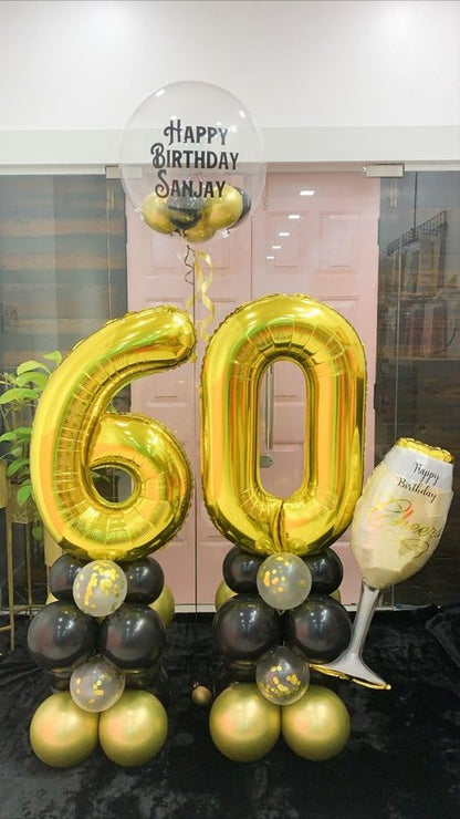 Gold Number 60 Balloon - 40-Inch Golden Birthday Decoration for 60th Celebration | Perfect for Men & Women