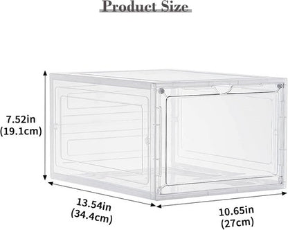 LXLXXL Storage Bins - 6 Pack Clear Plastic Containers with Magnetic Door | 19 Qt Stackable for Home & Office