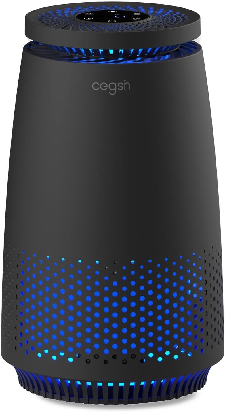 Skiennix Air Purifier - 3-in-1 HEPA Filter for Pets, Dust, and Smoke | Quiet Operation, 12H Timer, Black