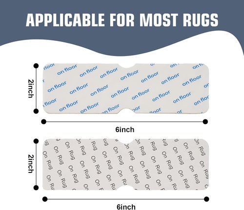 Heavywood Non-Slip Rug Grippers - Reusable Double-Sided Carpet Tape for Area Rugs | 8-Pack Washable Stickers