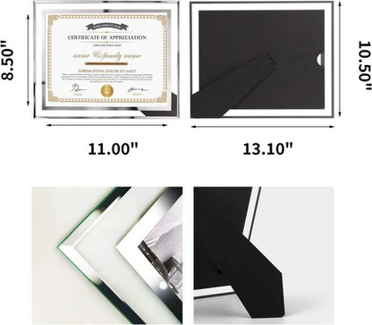 Hoikwo Picture Frames - 8.5x11 Silver Glass Frames for Certificates & Diplomas | 6-Pack, Tabletop Display