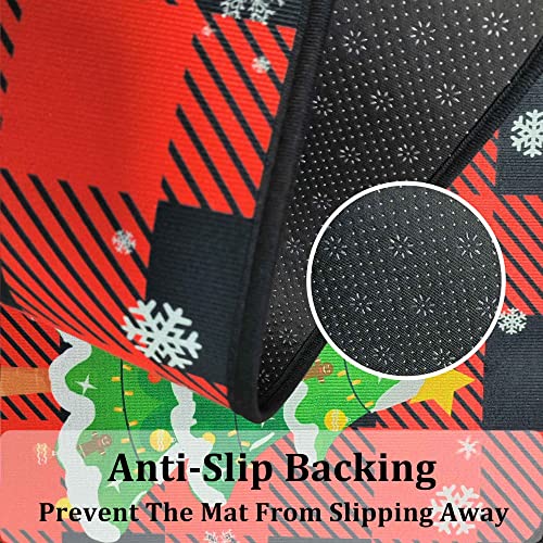 Christmas Kitchen Rugs and Mats Set 2 Pieces - Red Black Buffalo Check Plaid Variation 3