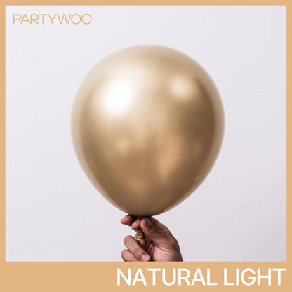 PartyWoo Metallic Gold Balloons - 100pcs 12 Inch Chrome Latex Helium Balloons for Celebrations