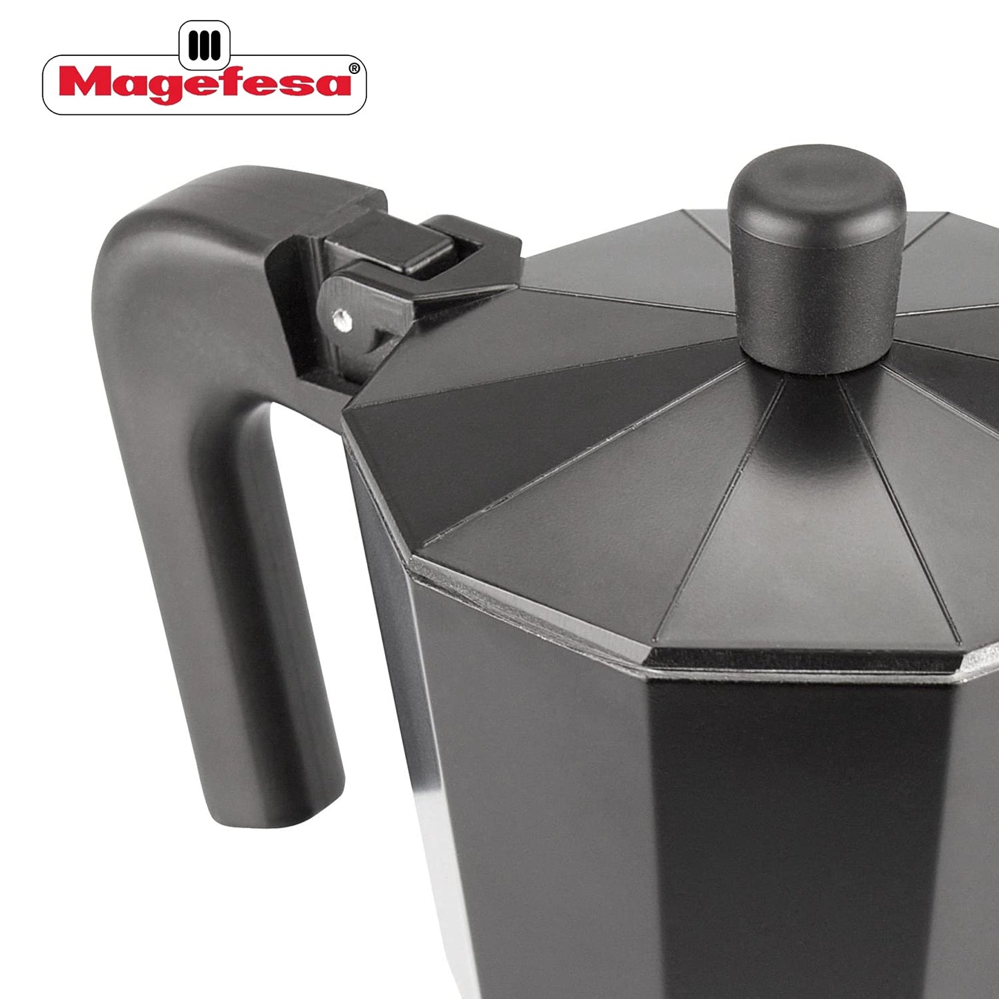 MAGEFESA ® Kenia Noir Stovetop Espresso Coffee Maker, 3 cups / 5 oz, make your own home italian coffee with this moka pot cuban cooffe, made in black enamelled aluminum, safe and easy to use, café