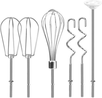Kitchenaid Hand Mixer Attachments - Stainless Steel Beater, Whisk, Dough Hooks | Set of 6
