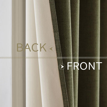 MIULEE Blackout Curtains - 100% Thermal Insulated Light Olive Green Drapes | 52x90 Inch (2 Panels)