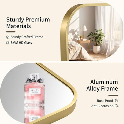 CLBA Gold Bathroom Mirror, 22x30 Inch Aluminum Frame Rectangle Mirror, Anti-Rust, Tempered Glass, Wall Mirror for Over Sink, Vanity, Bedroom, Entryway, Horizontal/Vertical