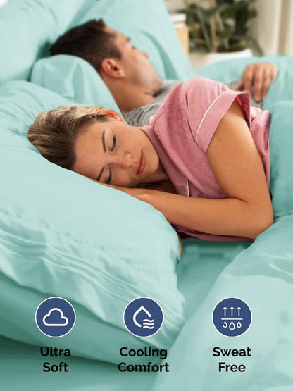 Extra Deep King Fitted Sheet - Hotel Luxury Single Fitted Sheet Only - Easily Fits 18 inch to 24 inch Mattress - Ultra Soft, Wrinkle & Fade Free w/Extra Deep Pockets - Breathable & Comfy - Spa Blue