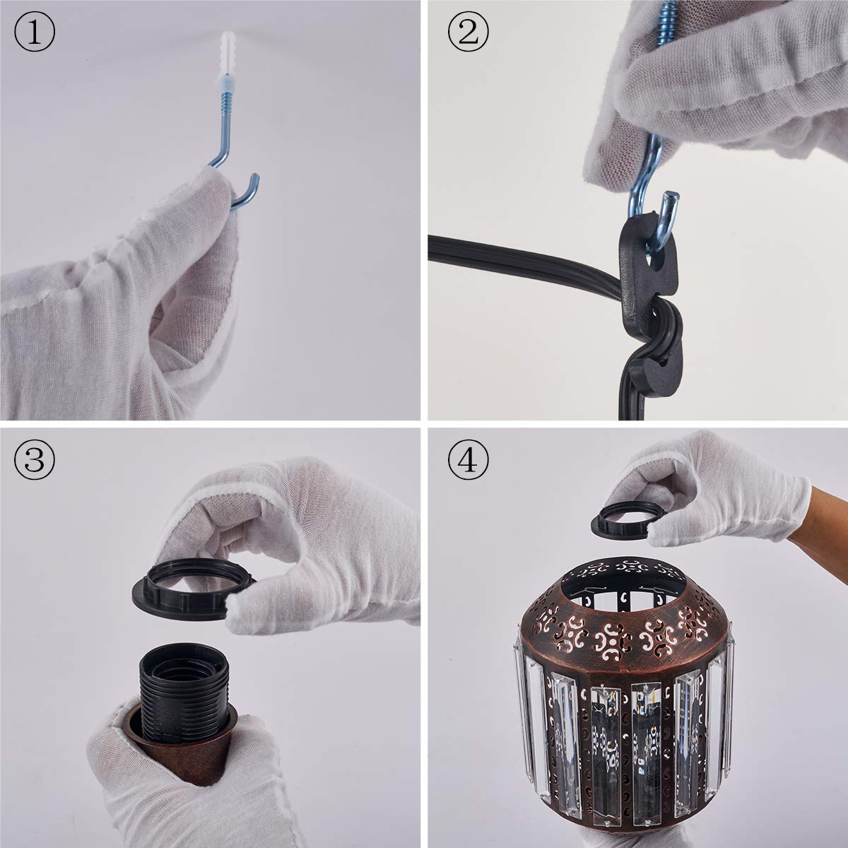 YLONG-ZS Hanging Lamps Swag Lights Plug in Pendant Light 16.4 FT Cord and Chain/Hanging Pendant Light Cage in-Line On/Off Dimmer Switch for Kitchen Island, Dining Room, Entryway