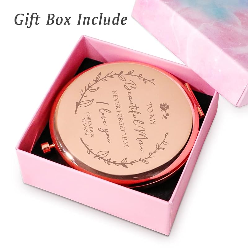 Personalized Compact Mirror with Engraving – 2.5 inch Handheld Gift for Mom
