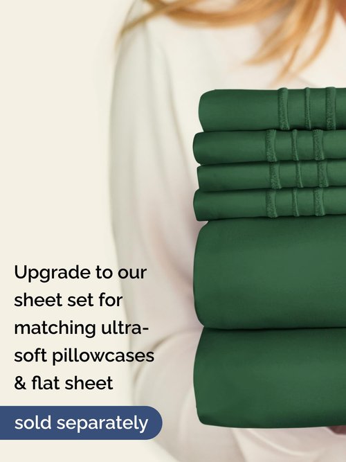 Extra Deep Full Fitted Sheet - Hotel Luxury Single Fitted Sheet Only - Easily Fits 18 inch to 24 inch Mattress - Ultra Soft, Wrinkle Free with Extra Deep Pockets - Breathable & Comfy - Emerald Green